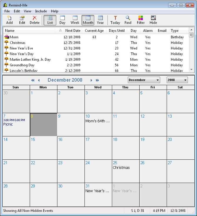 Remind-Me Screenshot